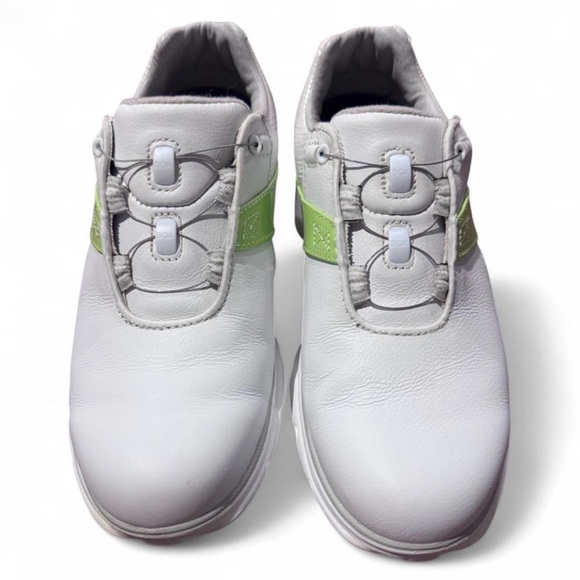 FootJoy White and Lime Green Pro/SL Golf Shoes - Picture 2 of 8